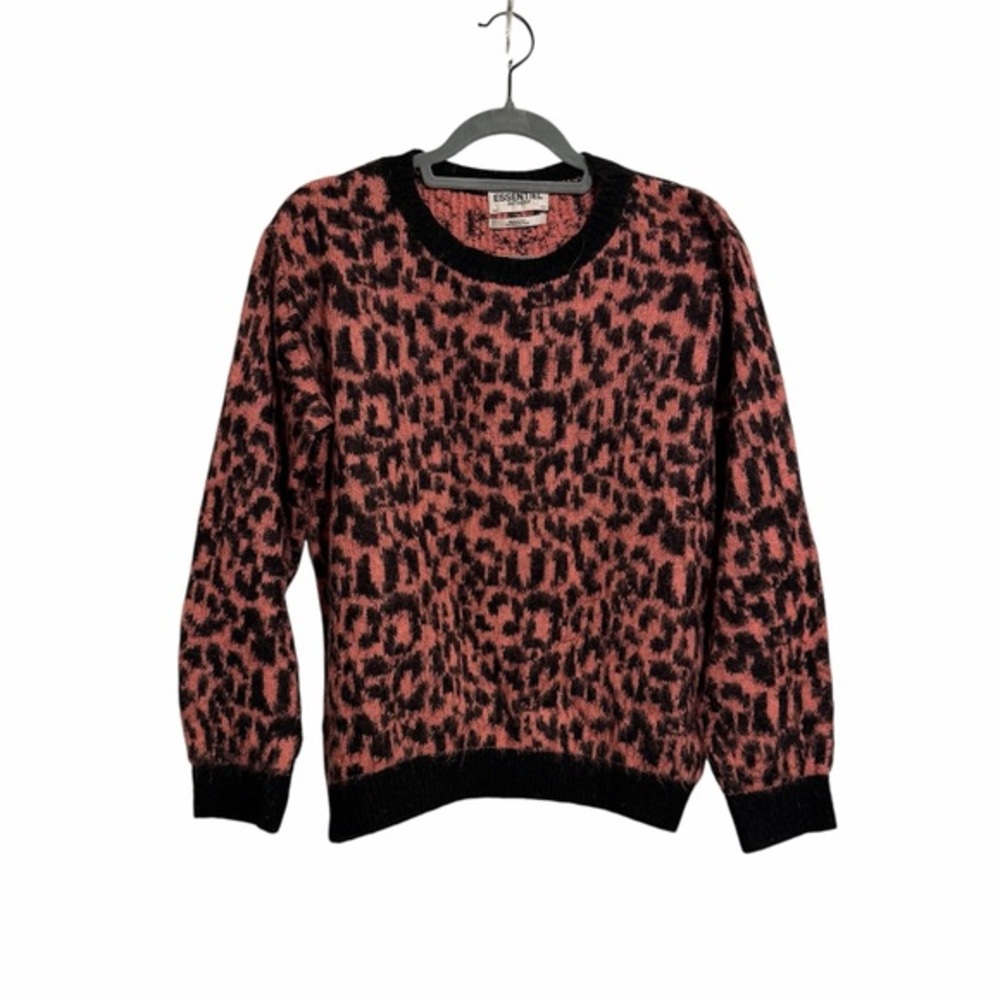 Essentiel Antwerp pink and black mohair leopard sweater